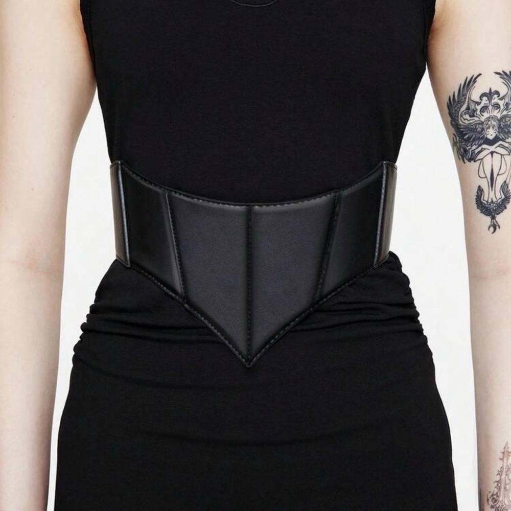 SHEIN Black Faux Leather Corset Belt